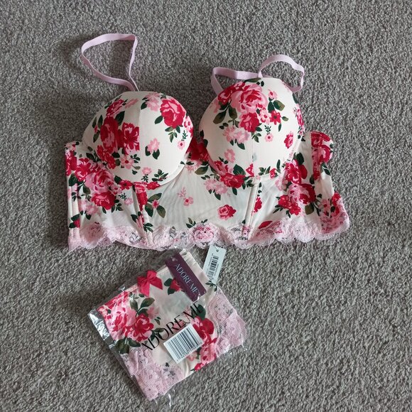 NWT Adore Me Meissa Push Up Set size 34A S pink floral - Picture 5 of 11